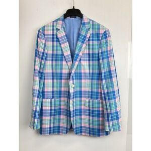 Stafford Mens Classic Fit Two Button Sport Coat Blazer Multicolor Plaid Size 40R